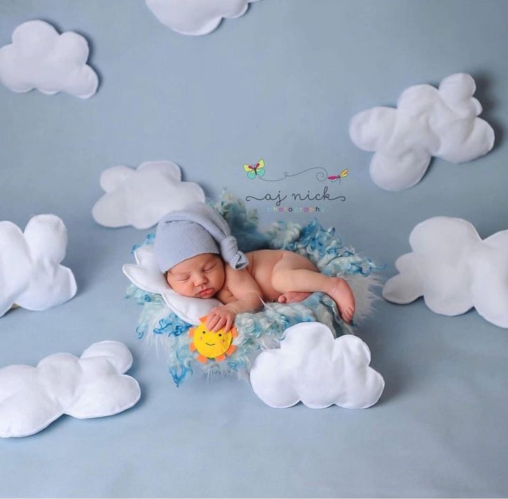Creating a sky theme with paper clouds and a blue background.